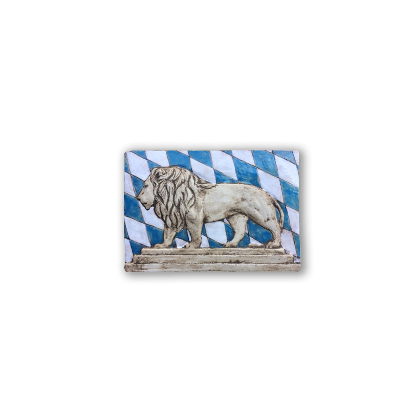Der Bayerischer Löwe, bemalte Skulptur aus Keramik