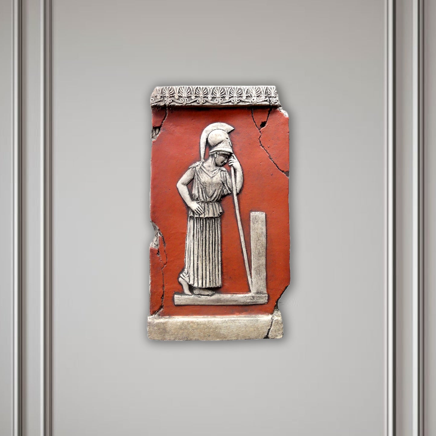 Athene, Bemalte Skulptur aus Terrakotta