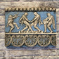 Ernte und Pressung der Trauben -Blau