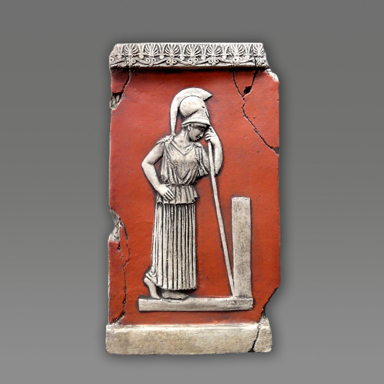 Athene, Bemalte Skulptur aus Terrakotta