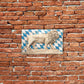 Größer Bayerischer Löwe, bemalte Skulptur aus Keramik