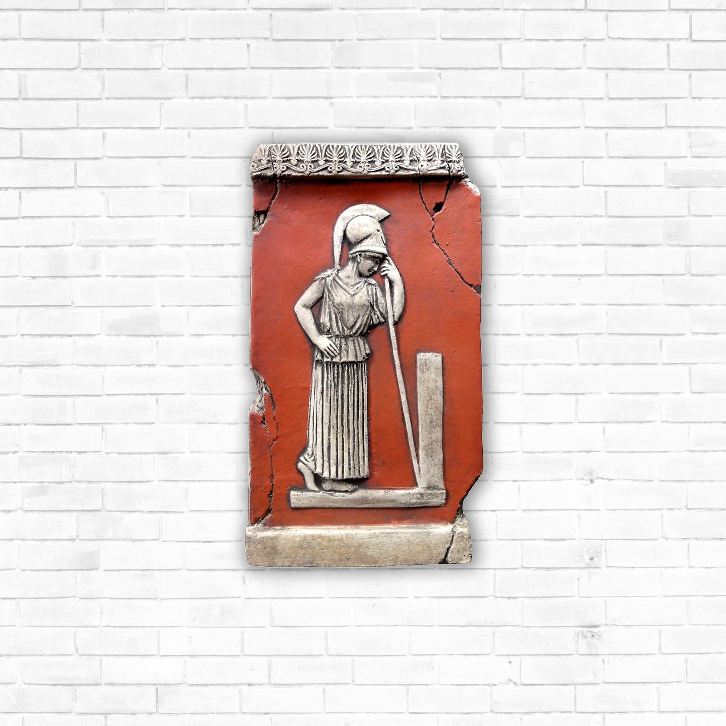 Athene, Bemalte Skulptur aus Terrakotta