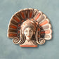 Antefix mit Mänade (bemalte Terrakotta)